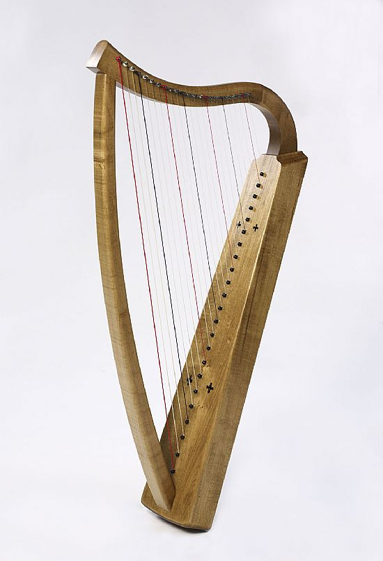 Romanesque-style lap harp